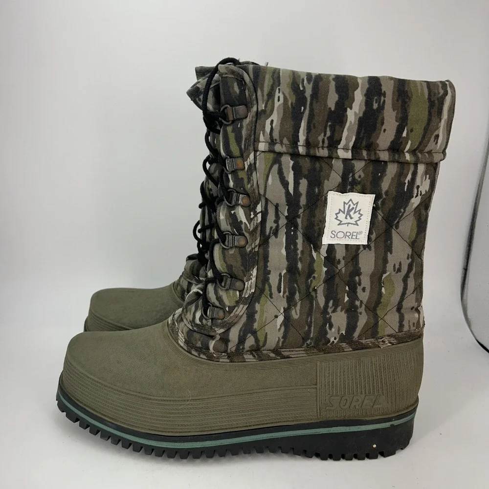 Vintage Sorel Boots Mens Size 9 Green Camo Insulated Wool Lined Snow Winter‎